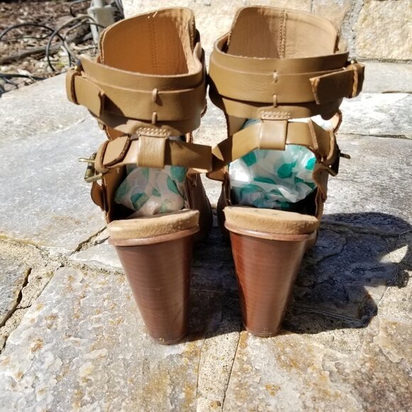 Joe's Jeans Taupe Petra Stone Tan Suede Peep Toe B - Picture 8 of 15